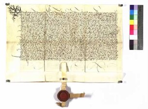 Zweibrücken, Lucia; Pfalzgraf Alexander verschreibt seiner Gemahlin Margarete Einkünfte auf Schloß und Stadt Meißenheim; Siegel des Pfalzgrafen.
