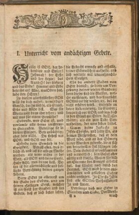 I. Unterricht vom andächtigen Gebete