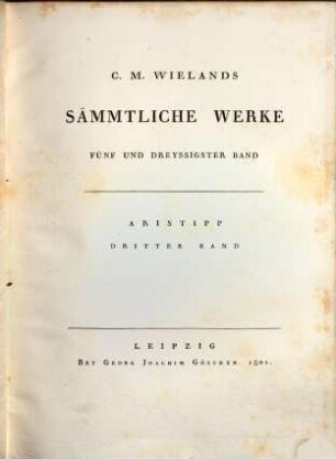 C. M. Wielands Sämmtliche Werke. 35, Aristipp Dritter Band