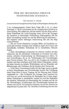 Detlev von Uslar: Über die traumartige Struktur telepathischer Aussagen, II
