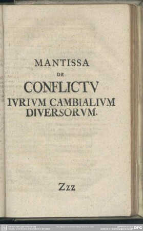 Mantissa De Conflictu Jurium Cambialium Diversorum