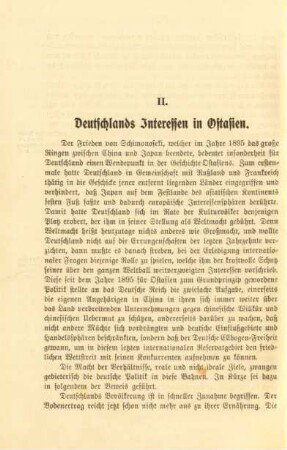 II. Deutschlands Interessen in Ostasien