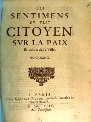 Les sentimens du vray citoyen ...