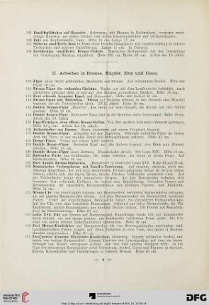 II. Arbeiten in Bronze, Kupfer, Zinn und Eisen (109-169)