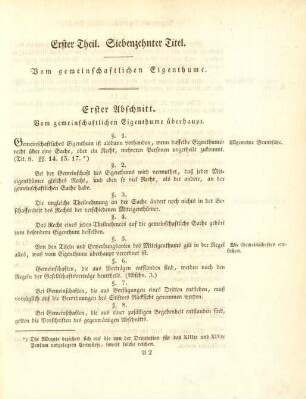 Erster Theil. Siebenzehnter Titel. Vom gemeinschaftlichen Eigenthume