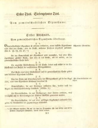 Erster Theil. Siebenzehnter Titel. Vom gemeinschaftlichen Eigenthume