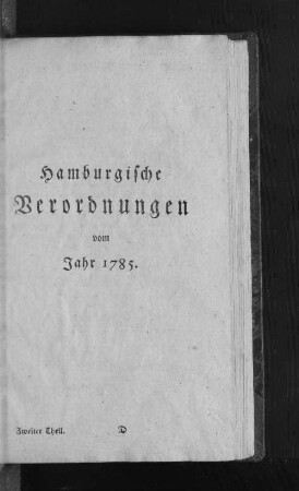 Hamburgische Verordnungen vom Jahr 1785.