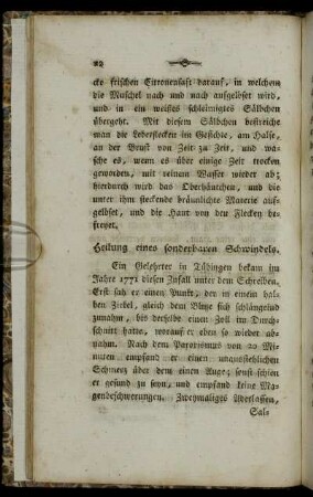 Heilung eines sonderbaren Schwindels.