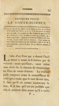 Septieme Piece. La Toute-Science
