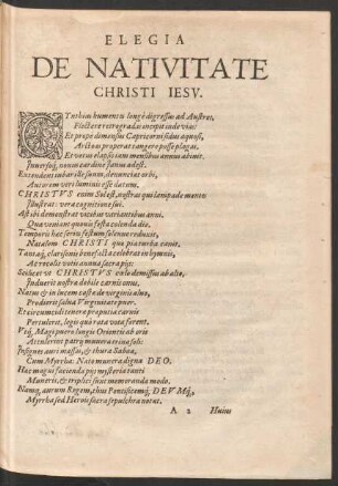Elegia De Nativitate Christi Iesu.