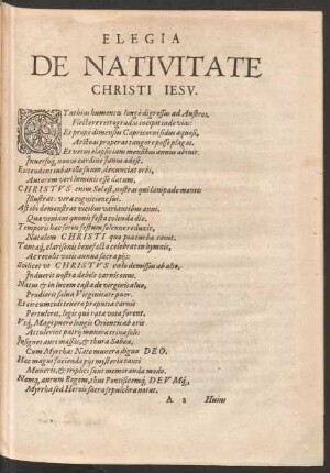 Elegia De Nativitate Christi Iesu.