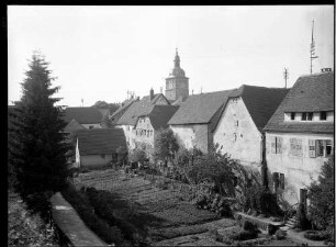 Buchen Ortsbild - Ansicht von Südosten im Hindergrund der Stadtturm mit Zwiebeldach (1719)