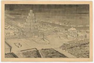 Reichshaus am Königsplatz, Berlin-Tiergarten Griechisches Kreuz: Perspektivische Ansicht (Vogelschau)