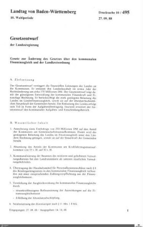 Gesetzesänderung Kommunaler Finanzausgleich