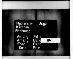Kirchenrechnung der Stadt Siegen der Kirchmeister Johann Ihrle und Johann Solbach