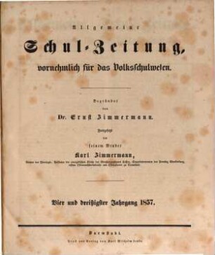 Allgemeine Schulzeitung. 34. 1857