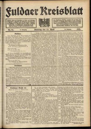 Ausgabe vom Dienstag, den 23. April 1912.