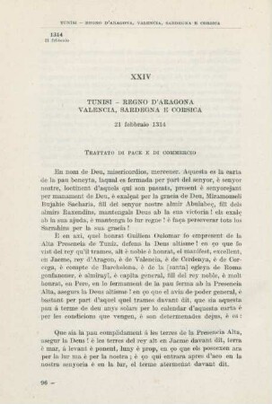 XXIV Tunisi - Regno d'Aragona, Valencia, Sardegna e Corsica 21 febbraio 1314