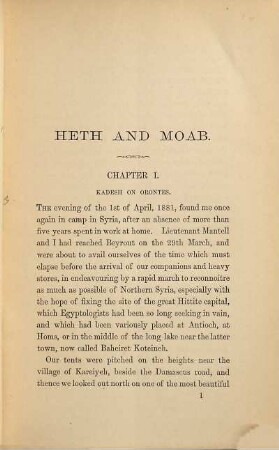 Heth and Moab : Explorations in Syria in 1881 and 1882. Published for the Comittee of the Palestine Exploration Fund