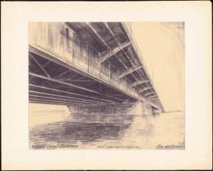 Verkehrsverbindung über die Havel, Berlin-Spandau Schinkelwettbewerb 1931: Brücke über die Havel: Ost-Widerlager. Perspektivische Ansicht.