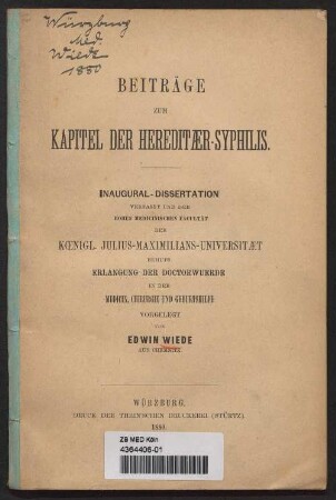 Beiträge zum Kapitel der Hereditær-Syphilis