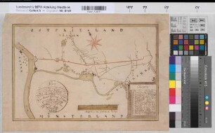 Papenburg (Papenburg) Wasserableitung, Fuß- und Fahrweg von Papenburg zum Völlener Wehrdeich 1811 300 rh. Ruten = 11,2 cm 26 x 40 kol. Zeichnung Johann Meyer, Geometer Landsberg-Velen Nr. 210