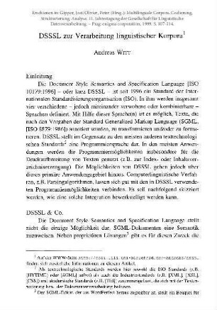 DSSSL zur Verarbeitung linguistischer Korpora