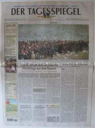 "Der Tagesspiegel", Berliner Tageszeitung mit Leitartikel über den Kosovo-Krieg