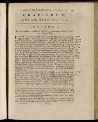 Chapitre IV. Le Regne de Hû-Pi-Lay ou Kublay Khan.