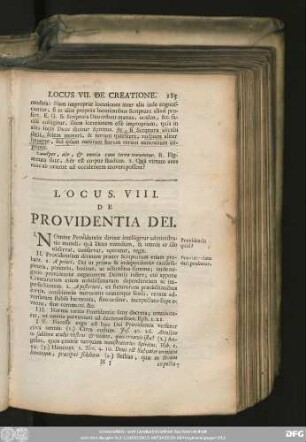 Locus. VIII. De Providentia Dei.