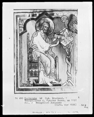 Evangelistar des Speyrer Domes — Der Evangelist Johannes, Folio 1verso