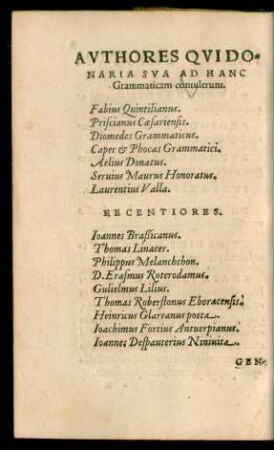 Authores Qui Donaria Sua Ad Hanc Grammaticam contulerunt.