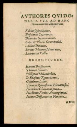 Authores Qui Donaria Sua Ad Hanc Grammaticam contulerunt.