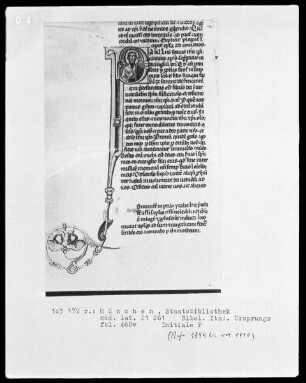 Bibel italienischen Ursprungs — Initiale P (aulus) mit dem Apostel Paulus, Folio 468verso