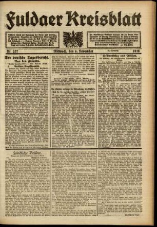 Ausgabe vom Mittwoch, den 06. November 1918.