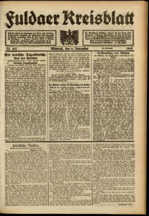 Ausgabe vom Mittwoch, den 06. November 1918.