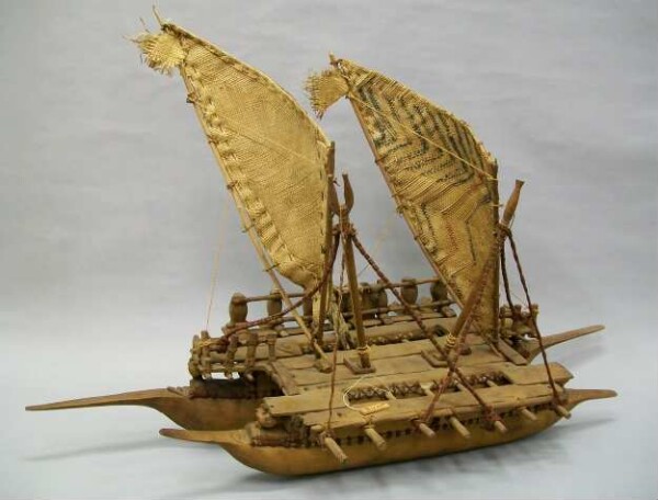 Model of a double hull boat