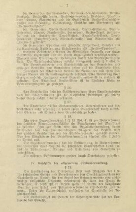 IV. Geschäfte der allgemeinen Landesverwaltung