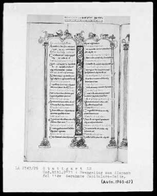 Evangeliar aus Alspach (Elsass) — Capitulare-Seite, Folio 114verso