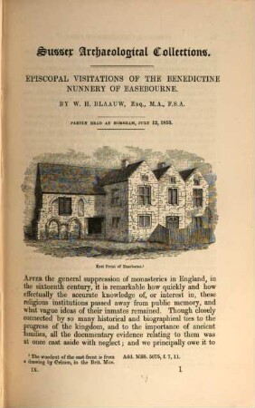 Sussex archaeological collections,illustrating the history and antiquities of the county : Published by the Sussex Archaeological Society. 9
