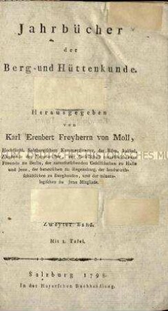 Jahrbücher der Berg- und Hüttenkunde. Jg. 1798
