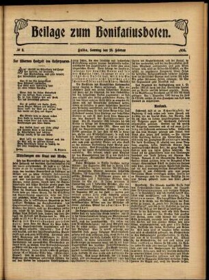 Zweite Ausgabe vom Sonntag, den 25. Februar 1906.