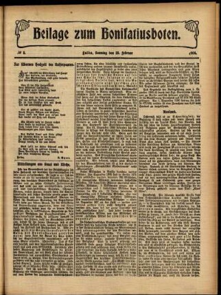 Zweite Ausgabe vom Sonntag, den 25. Februar 1906.