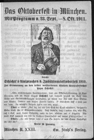 Das Oktoberfest in München : mit Programm v. 23 Sept. - 8. Okt. 1911