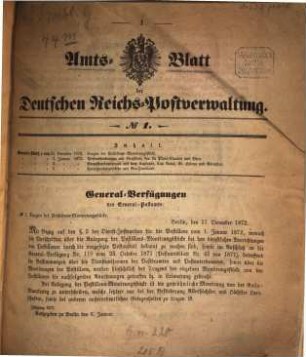 Amtsblatt der Deutschen Reichs-Postverwaltung. 1873