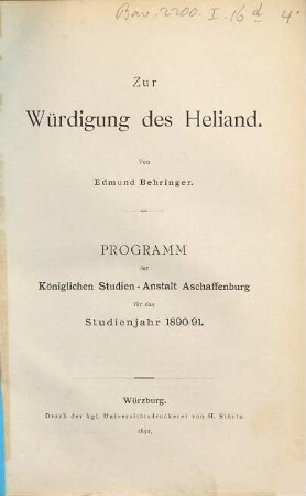 Zur Würdigung des Heliand