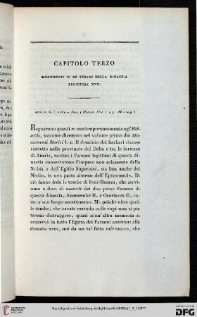 Capitolo terzo: Monumenti di re tebani della dinastia legittima XVII