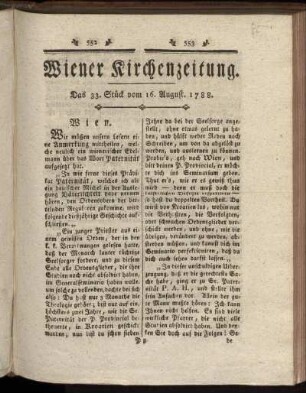 Das 33. Stück vom 16. August. 1788.