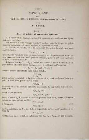 Esposizione della teorica della risoluzione dell'equazioni di galois.