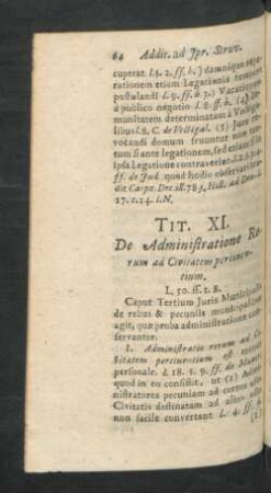 Tit. XI. De Administratione Rerum Ad Civitatem pertinentium
